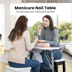 Hot Sale Modern Metal Beauty Salon <b>Foldable</b> Portable Nail <b>Table</b> with Dust Collector Easy to Clean - Product Image 4