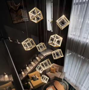 Zeal Lighting Lámparas colgantes Accesorios Escalera de techo alto Candelabros de cristal de vidrio Led de lujo - Product Image 2