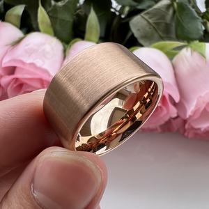 Coolstyle 쥬얼리 <span class=keywords><strong>12mm</strong></span> 도매 플랫 닦았 로즈 골드 텅스텐 카바이드 반지 남성 여성 패션 약혼 웨딩 밴드 - Product Image 5