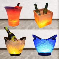 Seau à glace LED de grande capacité, seau à glace Transparent en plastique acrylique avec Logo personnalisé