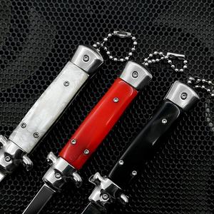 Mini navaja de bolsillo táctica con hoja de acero inoxidable 420 y mango de resina para acampar, caza, herramienta EDC OEM personalizable - Product Image 4