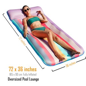 Extra Large <b>Inflatable</b> <b>Pool</b> Lounger 72x38 Inch Fabric Covered Float Chair with Headrest Party Decorations Adult <b>Pool</b> Float - Product Image 6