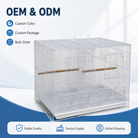 Cage à oiseaux double avec séparateur, en fil métallique robuste, cage d'élevage incluse, perchoirs en bois, boîte à fermeture à bouton pour perruches