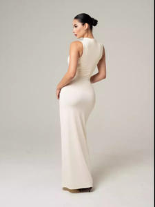 OuYaan tenue pour femme élégante sans manches à lacets débardeur jupe taille haute robe <span class=keywords><strong>Maxi</strong></span> Sexy Slim Fit moulante robe de soirée Chic - Product Image 2