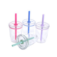 Gobelet à paille en Tritan écologique de 600 ml (12 oz), transparent, couleur unie, simple paroi