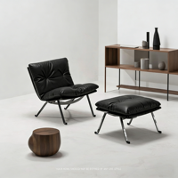 Fauteuil Godfather, style minimaliste nordique Bauhaus, canapé de détente en cuir véritable pour salon