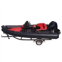 Bateau semi-rigide 580 noir en Hypalon PVC, bateau pneumatique sportif, yacht stable, léger, coque en fibre de verre, option moteur hors-bord