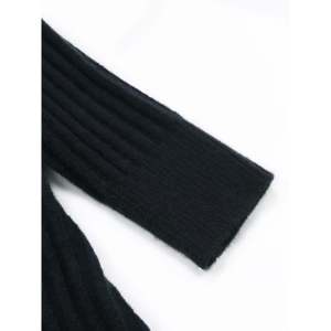 เดรสไหมพรมแขนยาวคอเต่าลายทางสีดำแดงสำหรับผู้หญิง - Product Image 3
