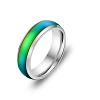 Bague en acier inoxydable de couleur changeante, bague d'humeur, de température, mm