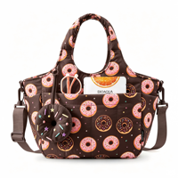 Sac à déjeuner isotherme mignon pour femme en polyester, pliable, imperméable, 13L, avec bandoulière, grand porte-bouteille, pour le travail, les pique-niques et le quotidien
