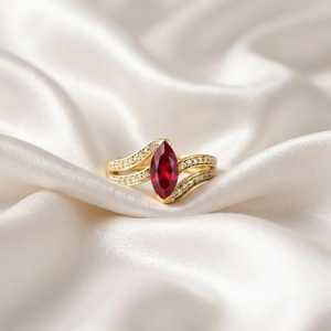 Handmade Marquise Cut Ruby Engagement <b>Ring</b> 18K Gold Filled or 925 Sterling Silver Eternity Vermeil Silver <b>Boho</b> Statement <b>Ring</b> - Product Image 2
