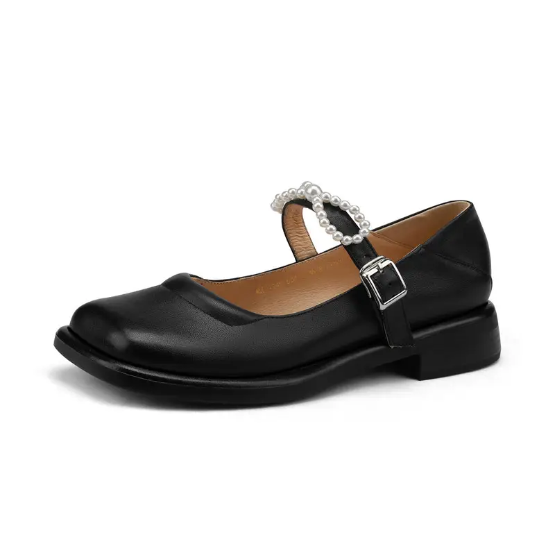 black formal shoes ladies leather shoes loafer leather pumps shoes for ladies flat zapatos mary jane