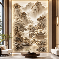 Papier peint mural 3D personnalisé en relief, paysage chinois, cascade de montagne, décoration murale de luxe pour hall d'hôtel, salon