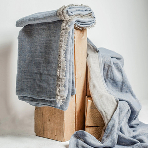 Custom Design High Quality Flax Farmhouse Durable Breathable <strong>Single</strong> Size Fringed Linen <strong>Bed</strong> Throw Sofa <strong>Blanket</strong> - Product Image 1