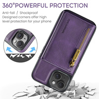 Nouvel arrivage de porte-cartes magnétiques détachables 2 en 1, pochette en cuir, fermeture éclair, housse de téléphone pour Iphone 16 Pro Max 15 14 13