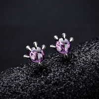 HAOXUAN Boucles d'oreilles griffe de dragon en améthyste - Métal écologique, design simple, tendance, polyvalent, style hip-hop unique, cinq