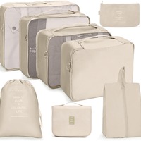 Vente en gros 7 pièces Organisateurs de bagages de voyage Ensemble étanche Valise Organisateur Sacs Vêtements Chaussures Cosmétiques Articles de toilette Sacs de rangement