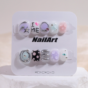 Nuevo contenido personalizado Diseño único Acrílico Cubierta completa Corto Artificial 3D Press-On Nails Faux Ongles Finger Regalo al por mayor - Product Image 3