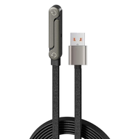 Cable de Datos USB 2 en 1 de Nailon Trenzado de 240 W y 1.5 M, Tipo C a Tipo C, con Función de Soporte para Teléfono