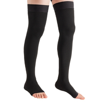 Chaussettes de compression à haute compression (15-20 mmHg) mi-cuisses, couleur chair ou noires, à bout ouvert, pour usage quotidien, voyage et sport – Vente chaude
