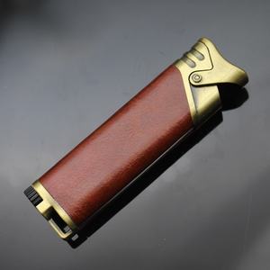 Pemantik rokok tiup kulit pria, pemantik api Gas rokok logam tahan angin untuk cerutu - Product Image 2