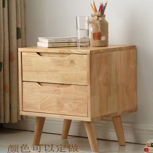 Solid Wood Bedside Table 2 <b>Drawers</b> Durable Storage Bedroom Furniture - Product Image 5