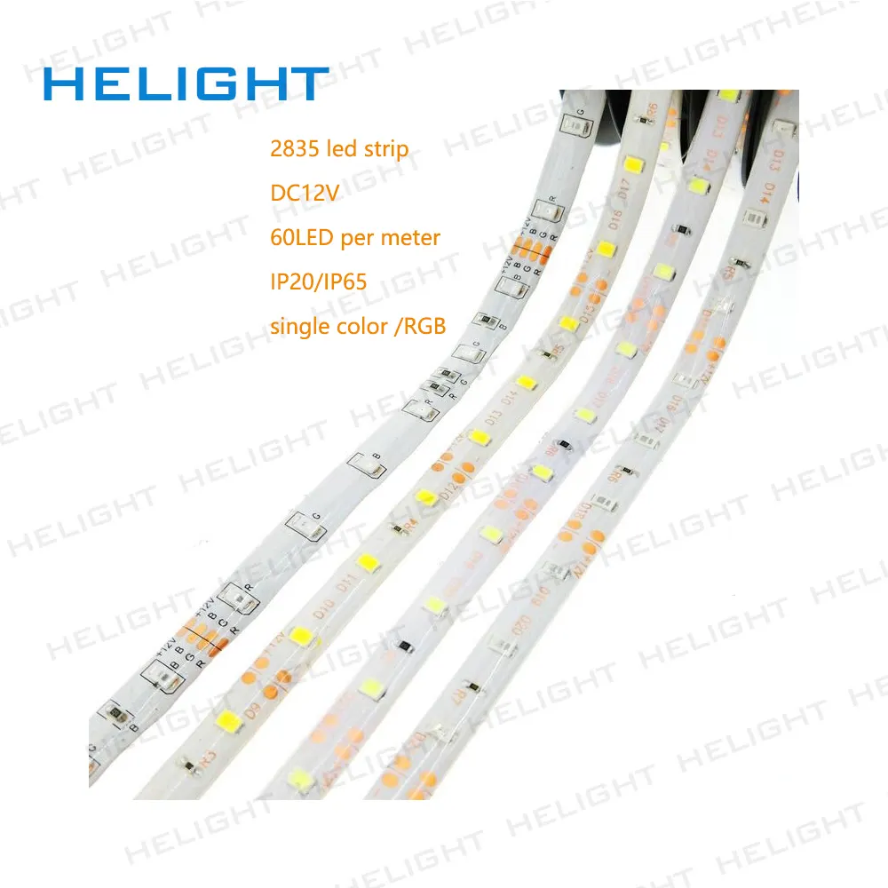 Tira de luces led DC12V 3528, 5M/rollo, SMD, más brillo, un solo color y RGB, tira de luces LED DC12V, 60 led/M, luz decorativa