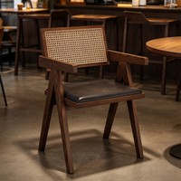 Table carrée en bois massif rétro et chaise de salle à manger pour usage commercial, mobilier de café américain pour restaurant, café, bar, cantine