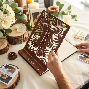 Libro commemorativo di nozze personalizzato formato A5 Album di foto di nozze Album di legno forniture per anniversario di matrimonio <span class=keywords><strong>regalo</strong></span> perfetto - Product Image 3