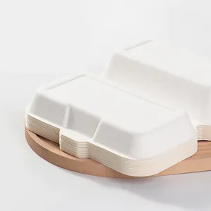 Bagasse Hot Dog Food Recycled Togo Containers Disposable Tableware 9x5" Sugarcane Clamshell Packaging Box