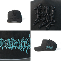 Casquette de baseball en coton de qualité supérieure, personnalisée, avec logo brodé 3D, 5 panneaux, réglable, doublée de satin, visière incurvée, strass, unisexe