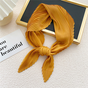 HZW-24071 <span class=keywords><strong>Foulard</strong></span> carré <span class=keywords><strong>en</strong></span> soie pour femme, plissé <span class=keywords><strong>en</strong></span> <span class=keywords><strong>satin</strong></span>, écharpe de luxe, bandeau pour <span class=keywords><strong>cheveux</strong></span>, <span class=keywords><strong>foulard</strong></span> de poignet, vente <span class=keywords><strong>en</strong></span> gros - Product Image 2