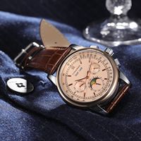 Montre automatique de luxe pour homme Forsining FSG319, mouvement mécanique Shanghai, phase lunaire, boîtier en or rose, bracelet en cuir marron