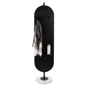 Multifunctional Art <strong>Deco</strong> Metal Rotating Floor <strong>Mirror</strong> Portable Front Vanity <strong>Mirror</strong> &amp; Back Clothes Rack with Storage for Entryway - Product Image 3