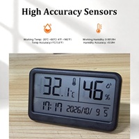 Thermomètre hygromètre numérique d'intérieur avec horloge, affichage de la date et du jour de la semaine