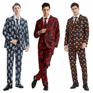 Heren Halloween Bal Polyester Volwassen Feestjurk Pak Omvat Broek Kleurrijke Halloween Kleding Voor Mannen