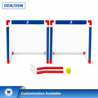 Ensemble de buts de hockey miniature JH pour enfants, filet de jeu de rue sur glace, 2 joueurs, bâtons, balle, entraînement, cadre en PVC, portable, jeu intérieur/extérieur