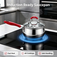 Ensemble de casseroles en acier inoxydable de qualité supérieure avec casserole à lait et poêle, poignées en silicone, écologique, compatible induction et gaz, passe au lave-vaisselle