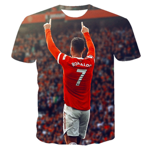 Livraison gratuite, maillot de football personnalisé en 3D de Cristiano <span class=keywords><strong>Ronaldo</strong></span>, Portugal, Manchester United, joueur masculin, tricot décontracté, imprimé sur tout le corps - Product Image 1