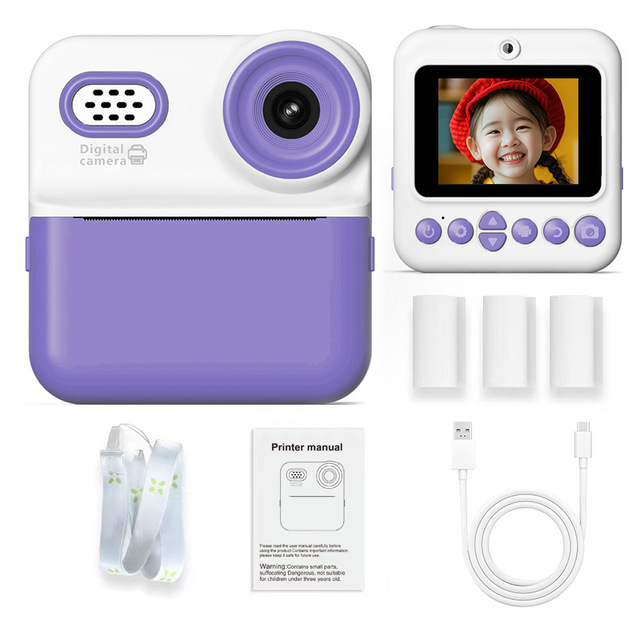 High-definition Digital Camera with Dual Front and Rear Lenses, Children's Camera, Thermal Color Printer Camera