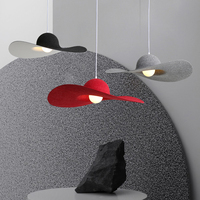 Lustre LED rond rouge 3500K blanc chaud en feutre PET, hauteur réglable, installation facile, luminaire de plafond pour la maison et le bureau