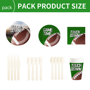 Juego de Vajilla Deportiva DAMAI con Elementos de Rugby, Incluye Platos Redondos de Papel, Vasos y Servilletas, para 8 Personas - Product Image 5