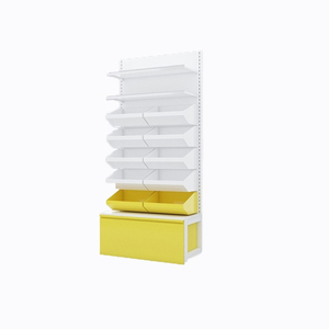 Étagère robuste en fer en forme de <span class=keywords><strong>L</strong></span>, rayonnage de supermarché pré-assemblé, présentoir gondole avec revêtement en poudre époxy pour - Product Image 1