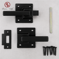 Kit de loquet de porte moderne en acier noir avec poignée carrée, vis de fixation pour porte de remise, portail extérieur et rangement