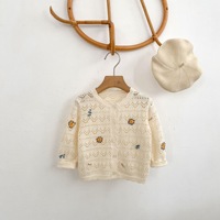 Cardigan tricoté pour filles, automne, broderie, pull pour enfants, vêtements pour enfants, manteau
