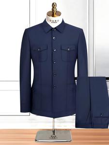 MS048 <span class=keywords><strong>Costume</strong></span> Zhongshan rétro de style ethnique grande taille pour hommes, idéal pour le printemps et l'automne, pour les hommes d'âge <span class=keywords><strong>moyen</strong></span> et les personnes âgées - Product Image 2
