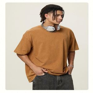High Quality Men's Oversized Cropped T-Shirt 100% Cotton 260gsm Solid O-Neck Silk Screen Printed Eco-Friendly - Product Image 2