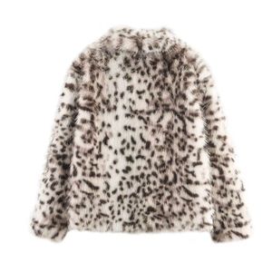 Cappotto in Ecopelliccia Premium con Motivo Leopardo delle Nevi, Giacca Invernale Calda <span class=keywords><strong>e</strong></span> Lussuosa per Donna, Oversize con Stampa Animalier, Top in <span class=keywords><strong>Pelliccia</strong></span> Ecologica - Product Image 3