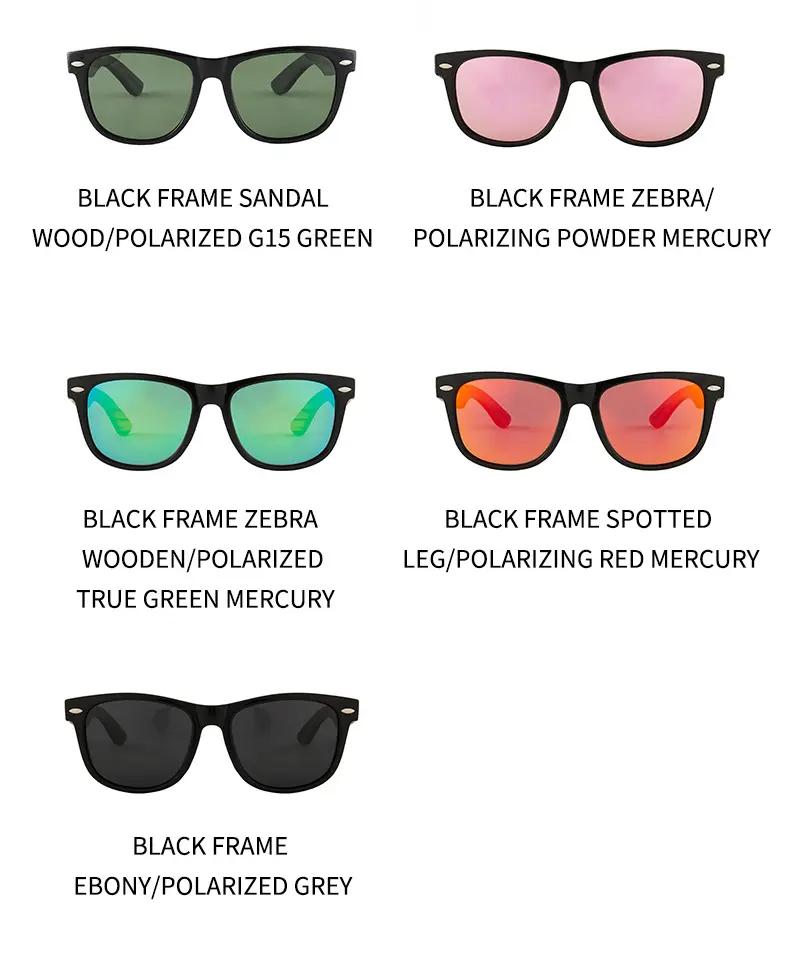 Custom Handmade Wood Sunglasses Classic Women Mens CE Eco Friendly Polarized Anti-UV Bamboo Wooden Temples Shades Sun Glasses