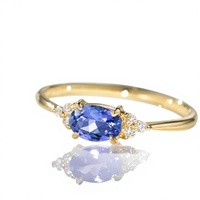 Bague japonaise incrustée de cuivre électroplaqué (non-tanzanite) pour femme, style Instagram, colorée, classique, rétro, pour le quotidien